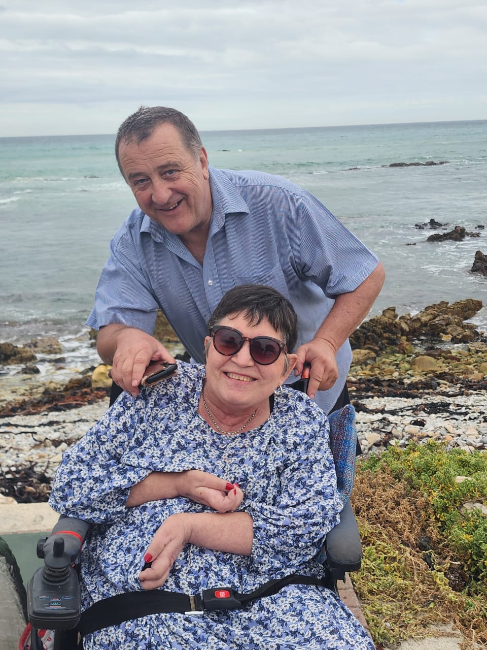 Ernest and Andrea Slabber beside the coast